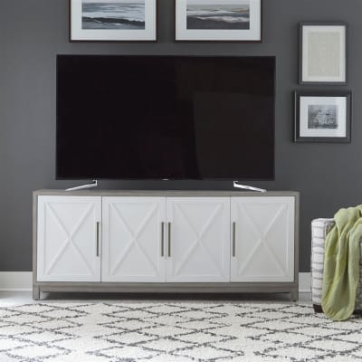 Palmetto Heights 78 Inch TV Console in Two Tone Shell White and Driftwood Finish by Liberty Furniture - 499-TV78