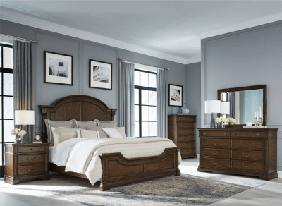 Arden Road Poster Bed 6 Piece Bedroom Set in Satin Cherry Finish by Liberty Furniture - 512-BR-QPSDMN