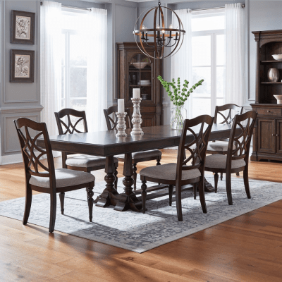 Arden Road 7 Piece Trestle Table Set in Satin Cherry Finish by Liberty Furniture - 512-DR-7TRS