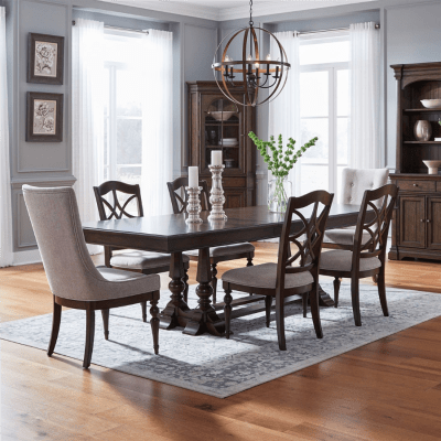 Arden Road 7 Piece Trestle Table Set in Satin Cherry Finish by Liberty Furniture - 512-DR-7TRS