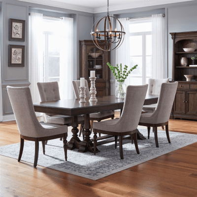 Arden Road 7 Piece Trestle Table Set in Satin Cherry Finish by Liberty Furniture - 512-DR-O7TRS