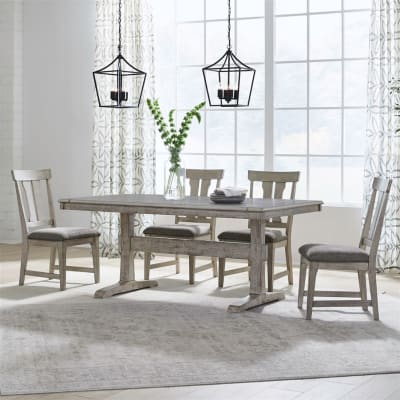 Hallendale 5 Piece Trestle Dining Room Set in Gravel Wash Finish by Liberty Furniture - LIB-528-CD-5TRS