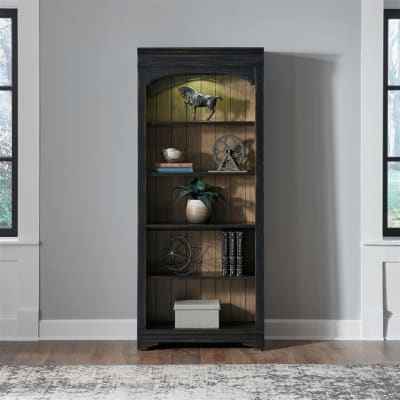 Meritage Bunching Bookcase in Aged Charcoal w/Rub Thru and Caramel Finish by Liberty Furniture - LIB-532-HO201