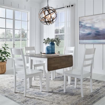 Landale 5 Piece Drop Leaf Dining Room Set in Chestnut and White Finish by Liberty Furniture - LIB-617-CD-5DLS