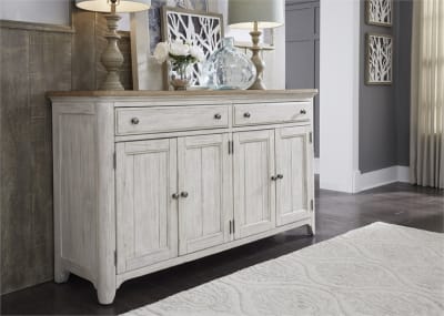 Farmhouse Reimagined Server in Antique White Finish with Chestnut Tops by Liberty Furniture - 652-SR6838
