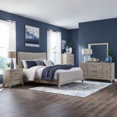 New Haven Queen Upholstered Bed in Sanctuary White Finish by Liberty Furniture - LIB-694-BR-QUB