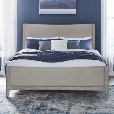 New Haven 6 Piece Queen Upholstered Bedroom Set in Sanctuary White Finish by Liberty Furniture - LIB-694-BR-QUBDMN