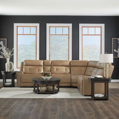 Carrington BUILD YOUR OWN Sectional in York Sand Leather Finish by Liberty Furniture - LIB-7006SN-UPH-SECTIONAL