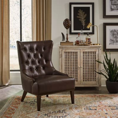 Garrison Leather Accent Chair in Brown Finish by Liberty Furniture - LIB-710-ACH15-BR-L