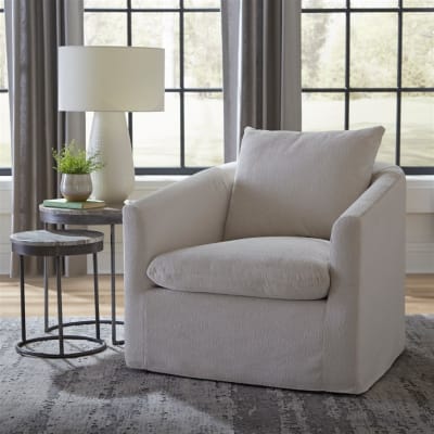 Saxton Uph Swivel Accent Chair in Ivory Finish by Liberty Furniture - LIB-712-ACH15-T