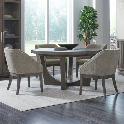 Cascade Falls 5 Piece Pedestal Table Set in Satin Espresso Finish by Liberty Furniture - 732-DR-5PDS