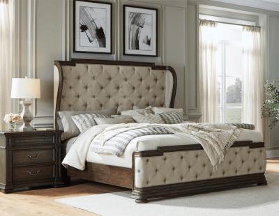 Provence Park Upholstered Shelter Bed in Chateau Brown Finish by Liberty Furniture - 765-BR-QSH