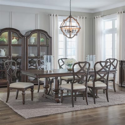 Provence Park 7 Piece Trestle Table Dining Set in Chateau Brown Finish by Liberty Furniture - 765-DR-7TRS