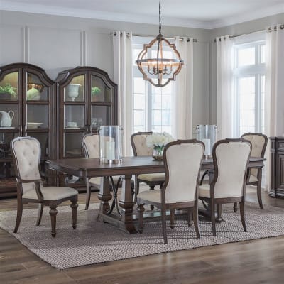 Provence Park 7 Piece Trestle Table Dining Set in Chateau Brown Finish by Liberty Furniture - 765-DR-O7TRS