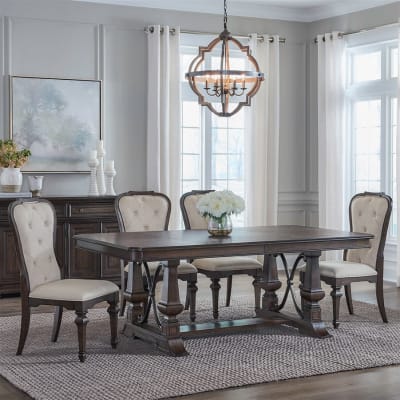 Provence Park 5 Piece Trestle Table Dining Set in Chateau Brown Finish by Liberty Furniture - 765-DR-5TRS