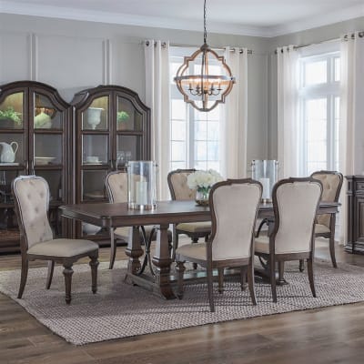 Provence Park 7 Piece Trestle Table Dining Set in Chateau Brown Finish by Liberty Furniture - 765-DR-O7TRS