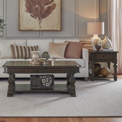 Provence Park Cocktail Table in Chateau Brown Finish by Liberty Furniture - 765-OT1010
