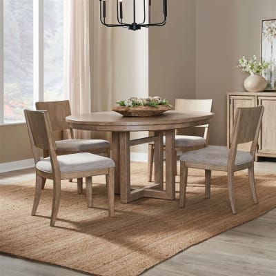 Proximity Place 5 Piece Round Pedestal Dining Room Set in Barley Buff Finish by Liberty Furniture - LIB-780-DR-5PDS