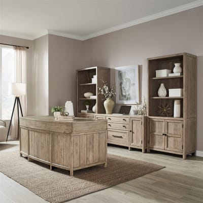 Proximity Place 5 Piece Jr Executive Set in Barley Buff Finish by Liberty Furniture - LIB-780-HO-5JES