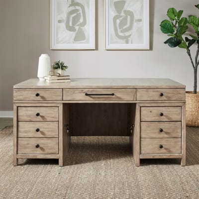 Proximity Place Jr Executive Desk in Barley Buff Finish by Liberty Furniture - LIB-780-HO-JED