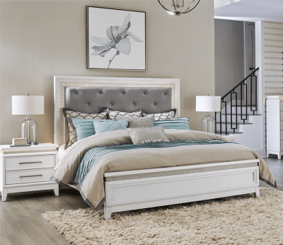 Reflections Upholstered Bed in Pearl White Finish by Liberty Furniture - 781-BR-QUB