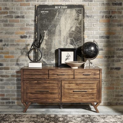 Lennox Credenza in Weathered Chestnut Finish by Liberty Furniture - LIB-871-HO120