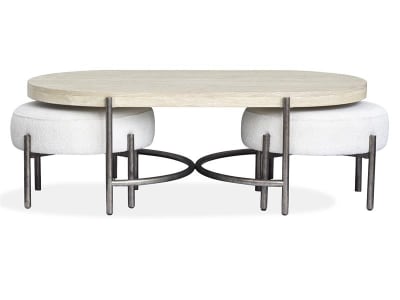 Jennings 3 Piece Oval Cocktail Table Set w/2 Ottomans in Edgecomb Grey Finish by Magnussen - MAG-T5927-47-05