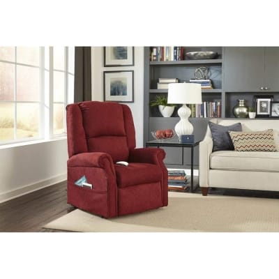 Felix Power Lift Chair Lay Flat Chaise Lounger Recliner in Burgundy Polyester by Mega Motion - NM-101