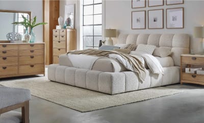 Escape Upholstered Bed 6 Piece Bedroom Set in Glazed Natural Oak Finish by Parker House - BESC#8000-3-FYRR-SET