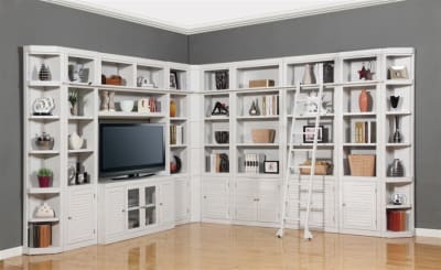 Boca 12 Piece L Shape Entertainment Wall in Cottage White Finish by Parker House - PH-BOC-12PC-ENT-LWALL