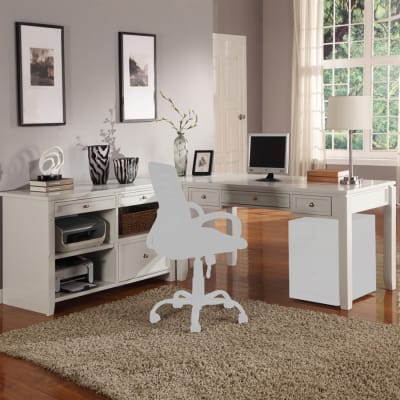 Boca L Shape Desk with Credenza in Cottage White Finish by Parker House - PH-BOC-3PC-LDESK-CDZ