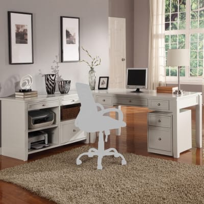 Boca L Shape Desk with Credenza and Lateral File in Cottage White Finish by Parker House - PH-BOC-4PC-LDESK-FILE-CDZ
