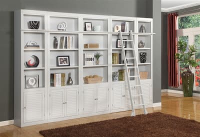 Boca 6 Piece Library Wall in Cottage White Finish by Parker House - PH-BOC-6PC-LIB-STRWALL