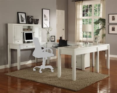 Boca U Shape Desk with Hutch and File in Cottage White Finish by Parker House - PH-BOC-7PC-UDESK-FILE-HTCH
