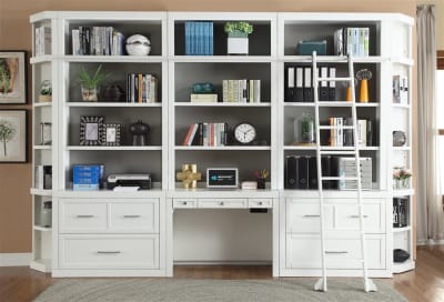 Catalina 9 Piece Workspace Library Wall in Cottage White Finish by Parker House - PH-CAT-9PC-LIB-F-WALL