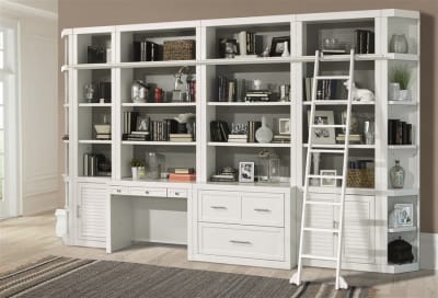 Catalina 9 Piece Library Wall in Cottage White Finish by Parker House - PH-CAT-9PC-LIB-WALL