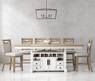 Americana Modern Island Counter Extendable Table 7 Piece Dining Set in Cotton Finish by Parker House - PH-DAME-7PC-72CTR-2226-COT
