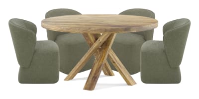 Crossings 60 inch Downtown Table 5 Piece Round Dining Set in Amber Finish by Parker House - PH-DDOW-5PC-60RND-DBGO-QMSG