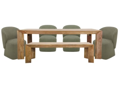 Crossings 86 inch Downtown Table 6 Piece Dining Set in Amber Finish by Parker House - PH-DDOW-6PC-86REC-B-4C-QMSG