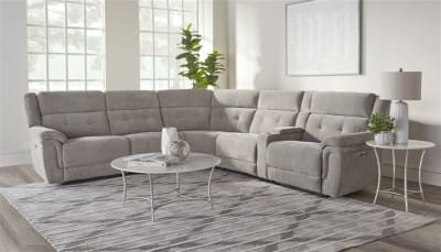 Richland 6 Piece Modular Power Sectional with Power Adjustable Headrests in Bristol Grey Cover by Parker House - PH-MRIC-PACK6T-H-BRGR