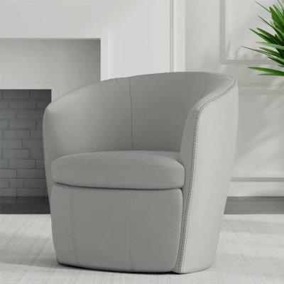 Barolo Swivel Club Chair in Steamboat Ice (Grey) Leather by Parker House - SBAR#912S-STIC