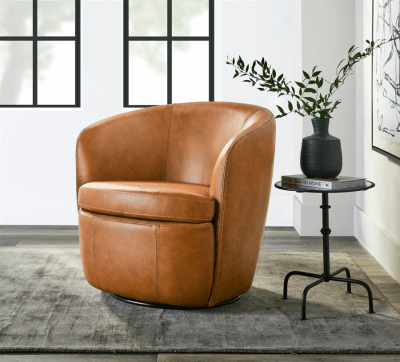Barolo Swivel Club Chair in Vintage Caramel Leather by Parker House - SBAR#912S-VGCM