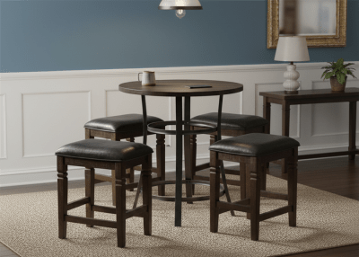 Homestead 5 Piece Counter Height Dining Room Set in Tobacco Leaf Finish by Sunny Designs - SD-1127TL-36-1430TL2-24