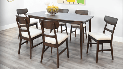 American Modern 5 Piece Rectangular Dining Room Set in Walnut Dark Brown by Sunny Designs - SD-1179WL-1422WL