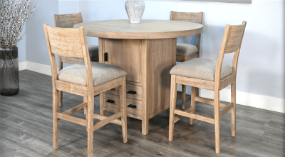 Walton 5 Piece Counter Height Round Dining Room Set w/Storage in Wheat by Sunny Designs - SD-1210WE-1506WE-24C