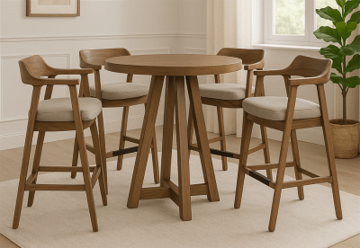 Mia 5 Piece Bar Table Dining Room Set in Cinder Finish by Sunny Designs - SD-1211CD-1527CD-30