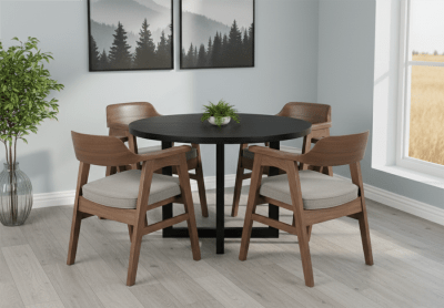 Mia 5 Piece Round Dining Room Set in Umbra Black and Cinder Finish by Sunny Designs - SD-1213UM-1527CD