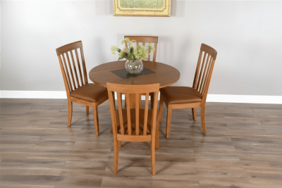 Sedona 5 Piece Drop Leaf Round Dining Room Set in Rustic Oak Finish by Sunny Designs - SD-1223RO2-1424RO2-CT