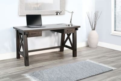 Vivian Writing Desk with Power Plug in Raisin Finish by Sunny Designs - SD-2833RN-P