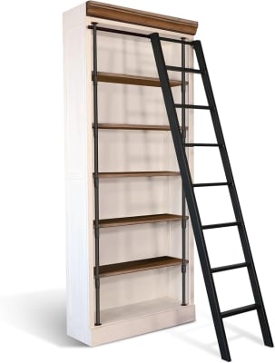 Bookcase with Wood Ladder in White and Buckskin Finish by Sunny Designs - SD-2836MB